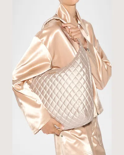 Mz Wallace Large Metro Shoulder Bag In Pale Rose Gold Metallic