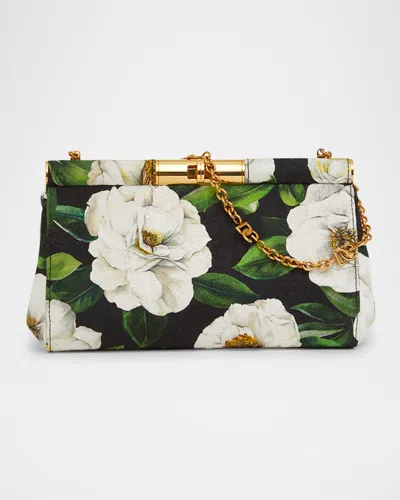 Dolce & Gabbana Marlene Small Flower-print Clutch Bag In Gardenia F.black