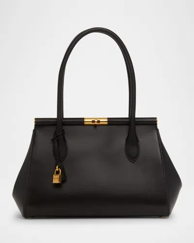 Dolce & Gabbana Small Marlene Palmellato Leather Bag In Black