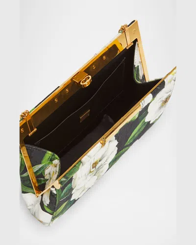 Dolce & Gabbana Marlene Small Flower-print Clutch Bag In Gardenia F.black