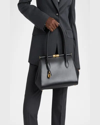 Dolce & Gabbana Small Marlene Palmellato Leather Bag In Black