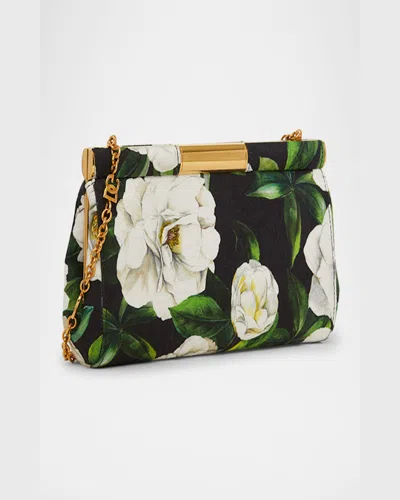 Dolce & Gabbana Marlene Small Flower-print Clutch Bag In Gardenia F.black