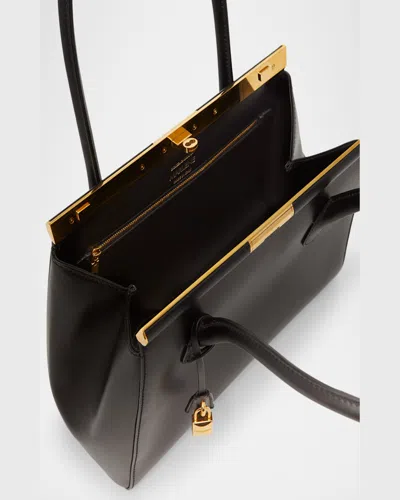 Dolce & Gabbana Small Marlene Palmellato Leather Bag In Black