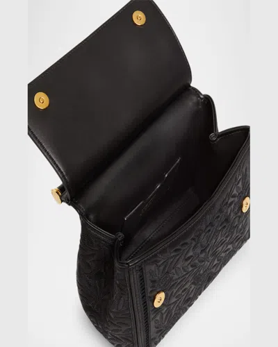 Dolce & Gabbana Medium Sicily Embroidered Top Handle Bag In Nero