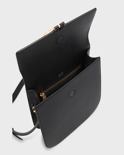 Tom Ford Tara Medium Crossbody In Grained Leather With Leather Strap In Pink