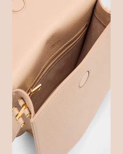 Tom Ford Tara Mini Crossbody In Grained Leather With Leather Strap In Light Beige