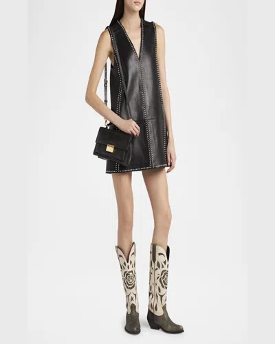 Golden Goose Venezia Distressed Leather Crossbody Bag In Black