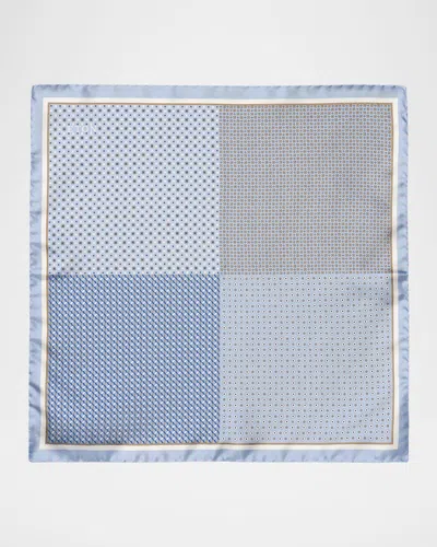 Eton Four Sided Silk Pocket Square In Lt Blue