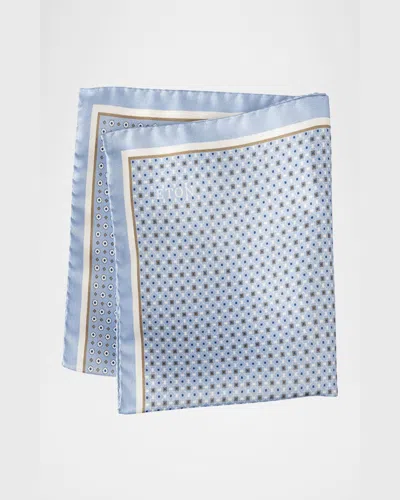 Eton Four Sided Silk Pocket Square In Lt Blue