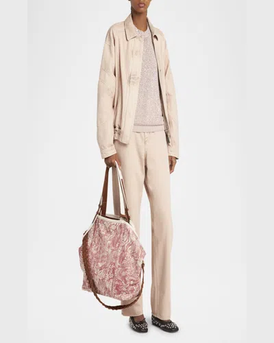 Golden Goose East-west Toile De Jouy Printed Canvas Tote Bag In Cotto/ecru