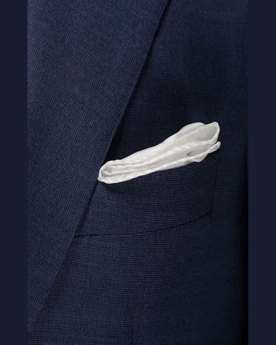 Eton White Silk Pocket Square In Lt Beige