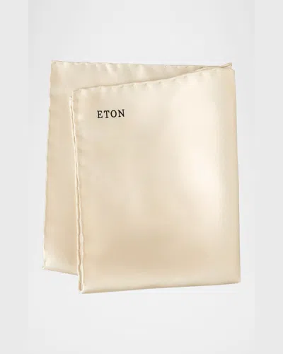 Eton White Silk Pocket Square In Lt Beige