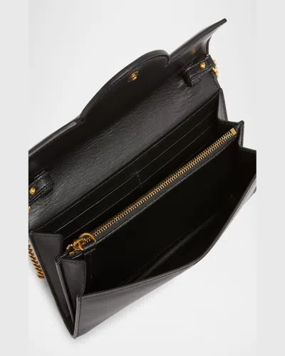 Balmain B Buzz Wallet On Chain In Calfskin Leather In 0pa Noir