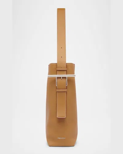 Alexander Mcqueen Adjustable Strap Leather Shoulder Bag In Pecan