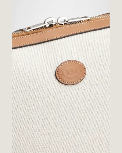 Tod's Di Swing Canvas Shopper Tote Bag In Bianco Calce