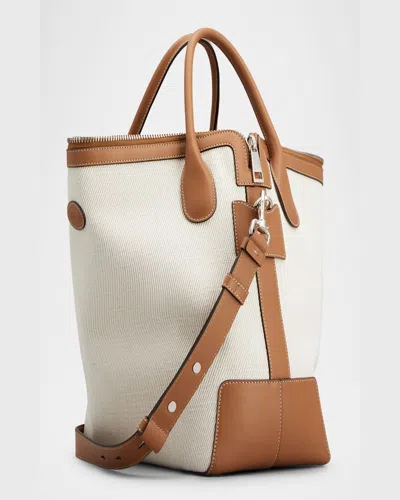 Tod's Di Swing Canvas Shopper Tote Bag In Bianco Calce