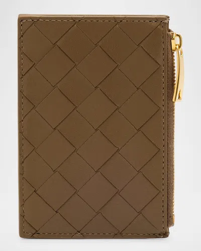 Bottega Veneta Zip Leather Card Case In Pinecone