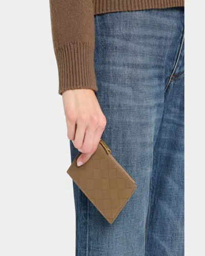 Bottega Veneta Zip Leather Card Case In Pinecone