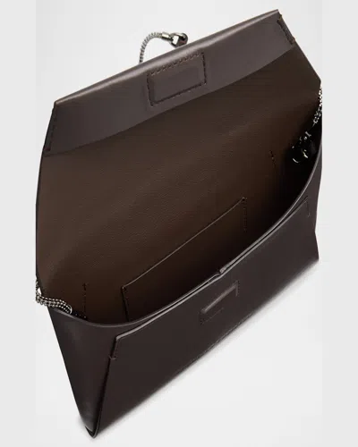 Brunello Cucinelli Envelope Flap Leather Clutch Bag In Brown