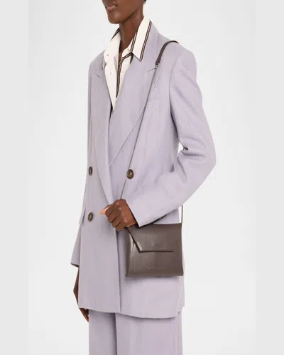 Brunello Cucinelli Envelope Flap Leather Clutch Bag In Brown