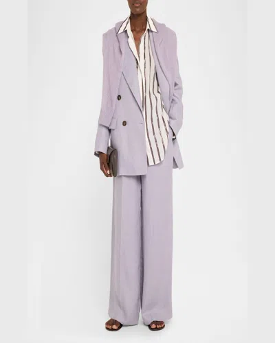 Brunello Cucinelli Envelope Flap Leather Clutch Bag In Brown