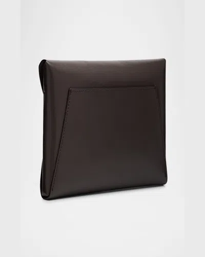 Brunello Cucinelli Envelope Flap Leather Clutch Bag In Brown