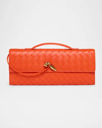 Bottega Veneta Long Andiamo Clutch Bag With Handle In Orange