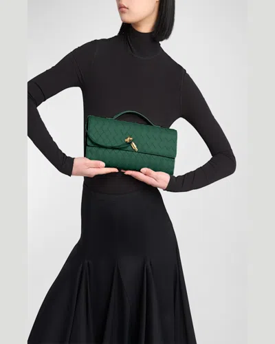 Bottega Veneta Long Andiamo Clutch Bag With Handle In Orange