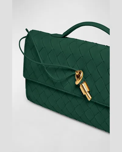 Bottega Veneta Long Andiamo Clutch Bag With Handle In Orange