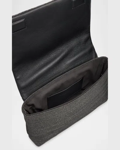 Brunello Cucinelli Monili Convertible Flap Leather Clutch Bag In Silver