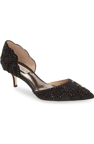 Badgley Mischka 'ginny' Embellished D'orsay Pump (women) In Black Satin