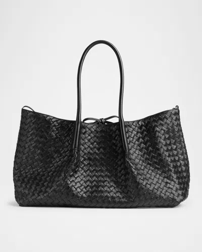Bottega Veneta Pinacoteca Medium Leather Tote Bag In Black Fondant