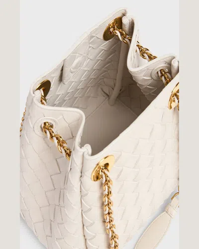 Bottega Veneta Intrecciato Parachute Shoulder Bag In White