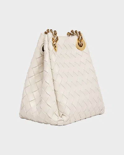 Bottega Veneta Intrecciato Parachute Shoulder Bag In White