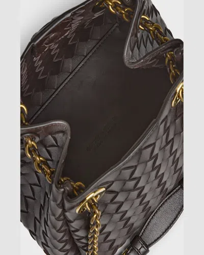 Bottega Veneta Black Intrecciato Leather Two-way Handbag In Brown