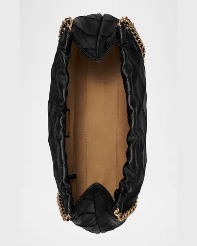 Tory Burch Fleming Hobo Shoulder Bag In Black Leather  In Black