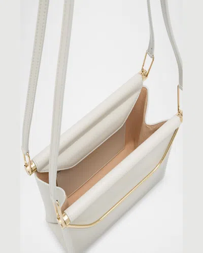 Giorgio Armani Avenue Small Polished Leather Shoulder Bag In Chalk