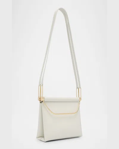 Giorgio Armani Avenue Small Polished Leather Shoulder Bag In Chalk