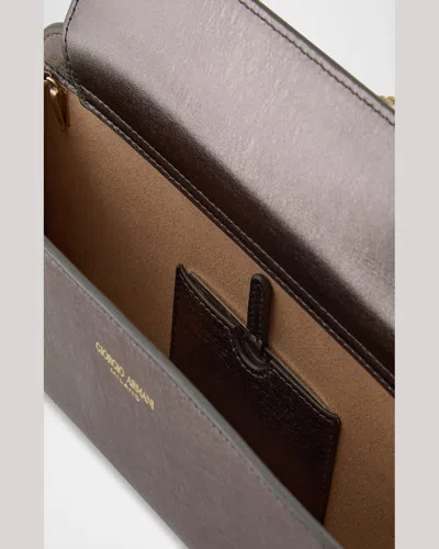 Giorgio Armani Horizontal Clutch The First In Laminated Leather In Grey