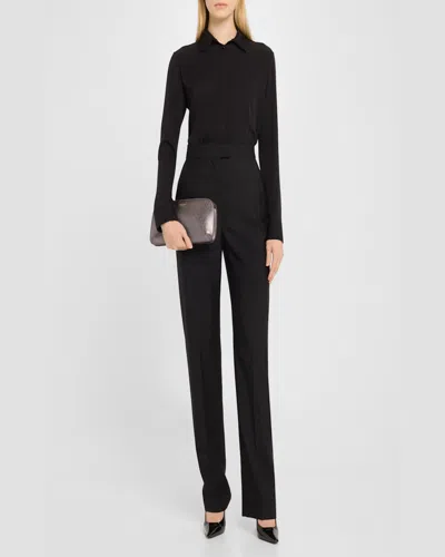 Giorgio Armani Horizontal Clutch The First In Laminated Leather In Grey