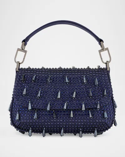 Giorgio Armani La Prima Small Beaded Top-handle Bag In Oceano