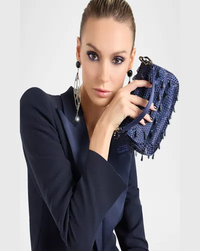 Giorgio Armani La Prima Small Beaded Top-handle Bag In Oceano