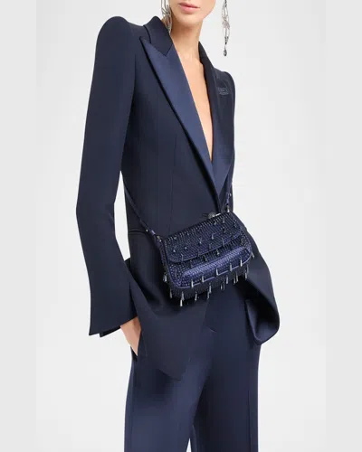 Giorgio Armani La Prima Small Beaded Top-handle Bag In Oceano