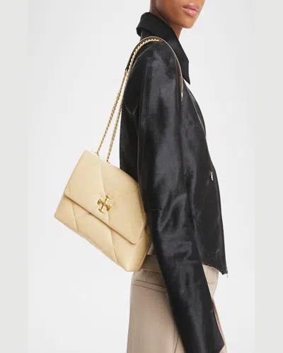 Tory Burch Small Kira Diamond Quilted Convertible Leather Shoulder Bag In Neutral