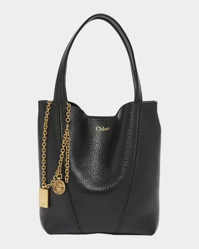 Chloé Chloè Spin Small Leather Tote Bag In Black