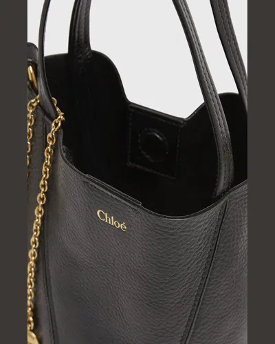 Chloé Chloè Spin Small Leather Tote Bag In Black