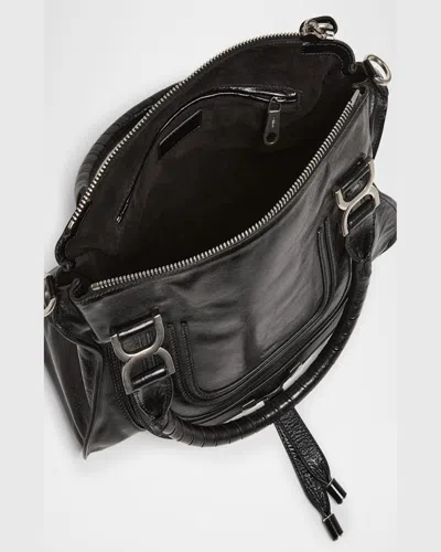 Chloé Marcie Medium Satchel Bag In Shiny Calfskin In Black