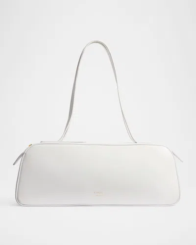 Khaite Simona Crackle Patent Leather Shoulder Bag In White