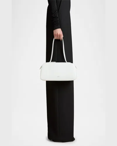 Khaite Simona Crackle Patent Leather Shoulder Bag In White