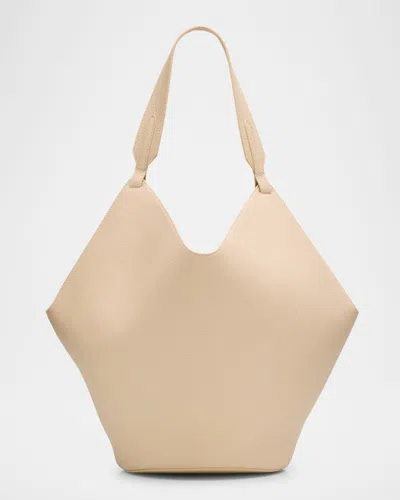 Khaite Lotus Medium Pebbled Leather Tote Bag In Dark Ivory